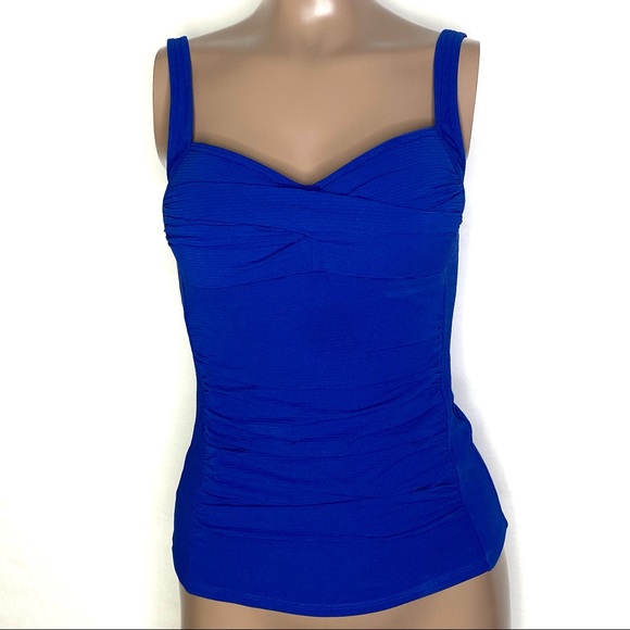 Sea Level Ribbed Crisscross Sweetheart Neckline Convertible Tankini Swim Top - Picture 2 of 4
